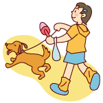 犬の散歩をしているイラスト