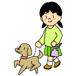 女の子が犬の散歩をしているイラスト