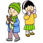 火の用心の見回りをする子供のイラスト