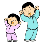 運動をしている親子のイラスト