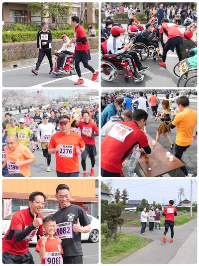 車いすの部の出場選手を激励する市長など