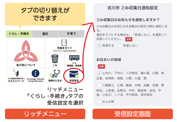 受信設定画面