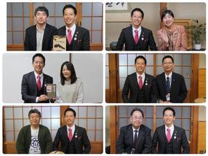 レセプション参加者とそれぞれ記念撮影をする中原市長