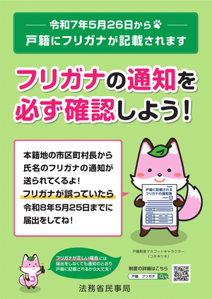 ポスター「フリガナの通知を必ず確認しよう」