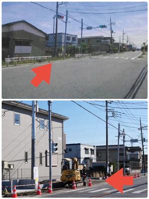 吉川消防署向かいの歩道工事のビフォーアフター写真