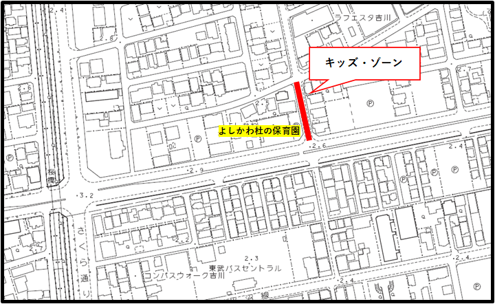 中央一丁目9番地24から中央一丁目9番地16の位置図