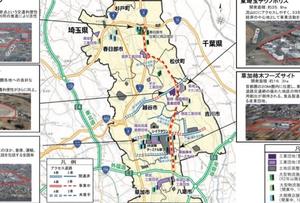 6市1町における東埼玉道路の線形図