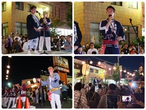 神輿の競演開会式にて挨拶をする市長、年番町、青年部会長