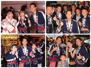 担ぎ手や神輿の競演来場者と市長との写真