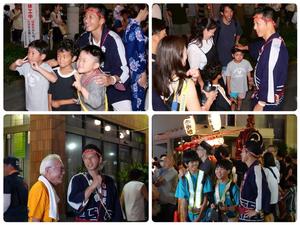 担ぎ手や神輿の競演来場者と市長との写真