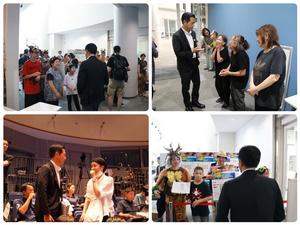 演者や舞台スタッフの皆さんをねぎらう市長の様子など