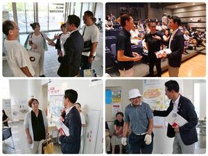 演者や舞台スタッフの皆さんをねぎらう市長の様子など