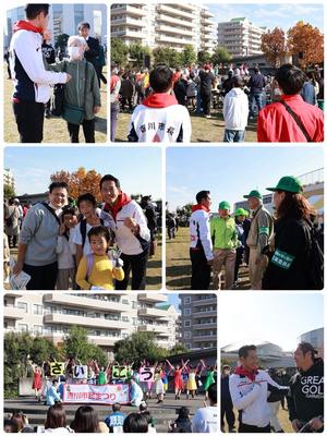 市民まつり会場で市民の皆さんと触れ合う市長や会場で催されるイベントの様子