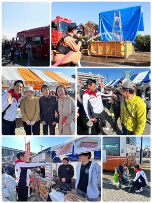 市民まつり会場で市民の皆さんと触れ合う市長や会場で催されるイベントの様子