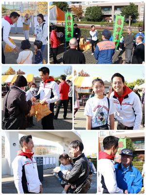 市民まつり会場で市民の皆さんと触れ合う市長や会場で催されるイベントの様子