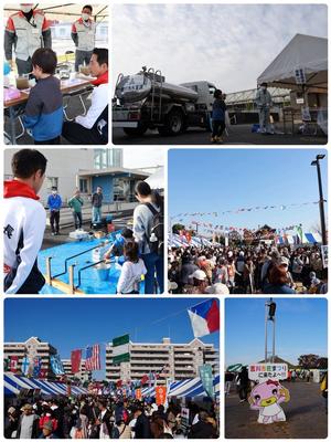 市民まつりと水道まつり会場で市民の皆さんと触れ合う市長や会場で催されるイベントの様子