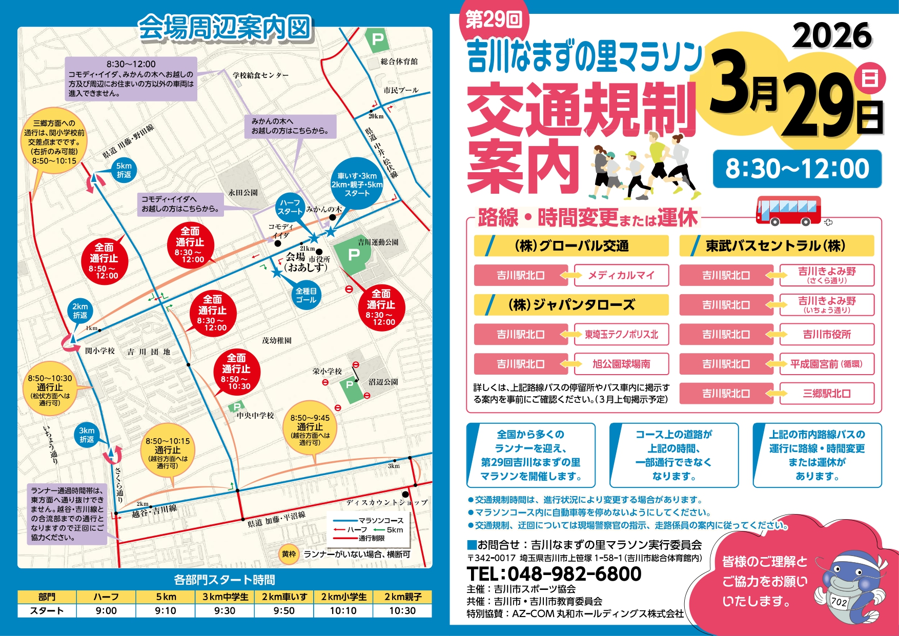 第29回吉川なまずの里マラソン交通規制案内図