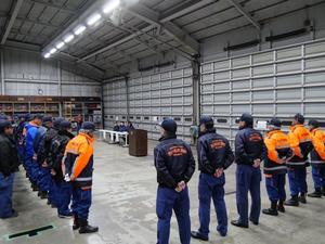 整列された消防団員の皆さん