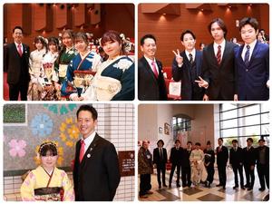 会場の皆さんとのそれぞれの記念撮影に応じる市長