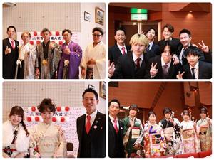 会場の皆さんとのそれぞれの記念撮影に応じる市長