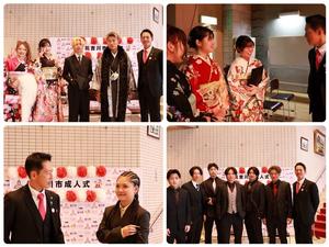 会場の皆さんとのそれぞれの記念撮影に応じる市長