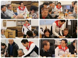 各自治会の新年会に招かれて皆さんと話をする市長