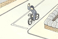 自転車が道路の左側を走行しているイラスト