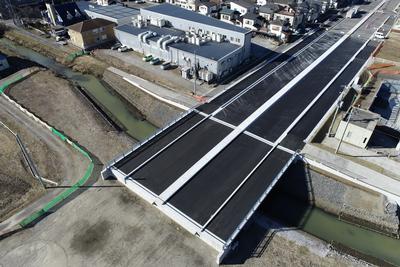 中吉橋及び接続道路の上空写真